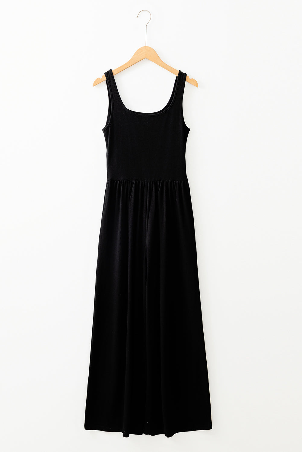 Black Peekaboo Wide Leg Square Neck Sleeveless Jumpsuit